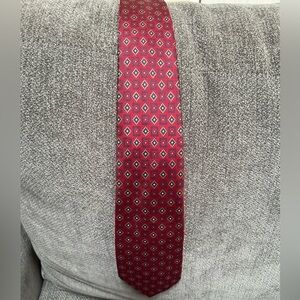 Lanvin Italy Red Silk Diamonds Scales Geo Print 100% Silk Tie